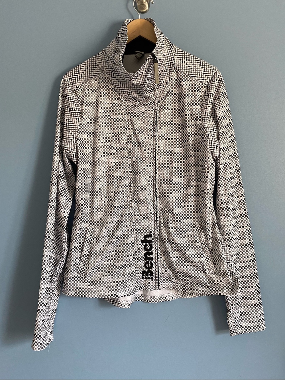 Bench Black & White Patterned Zip-Up Bomber Jacket